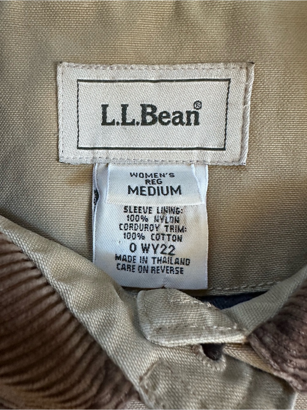 LL Bean Adirondack Barn Coat Chore Flannel Lined Corduroy Collar Women’s Medium - Picture 11 of 15